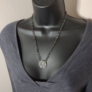 Round Black Pendant Necklace 20.5 Inches Long